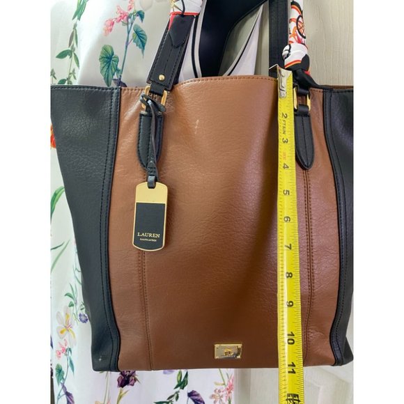 Ralph Lauren Black Brown Faux Leather Shoulder Bag - Picture 5 of 10